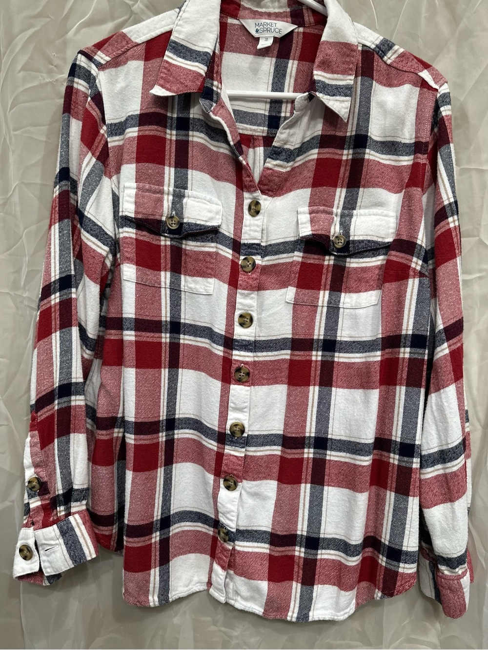 Market & Spruce Red, White & Black Plaid Button-Down Shirt